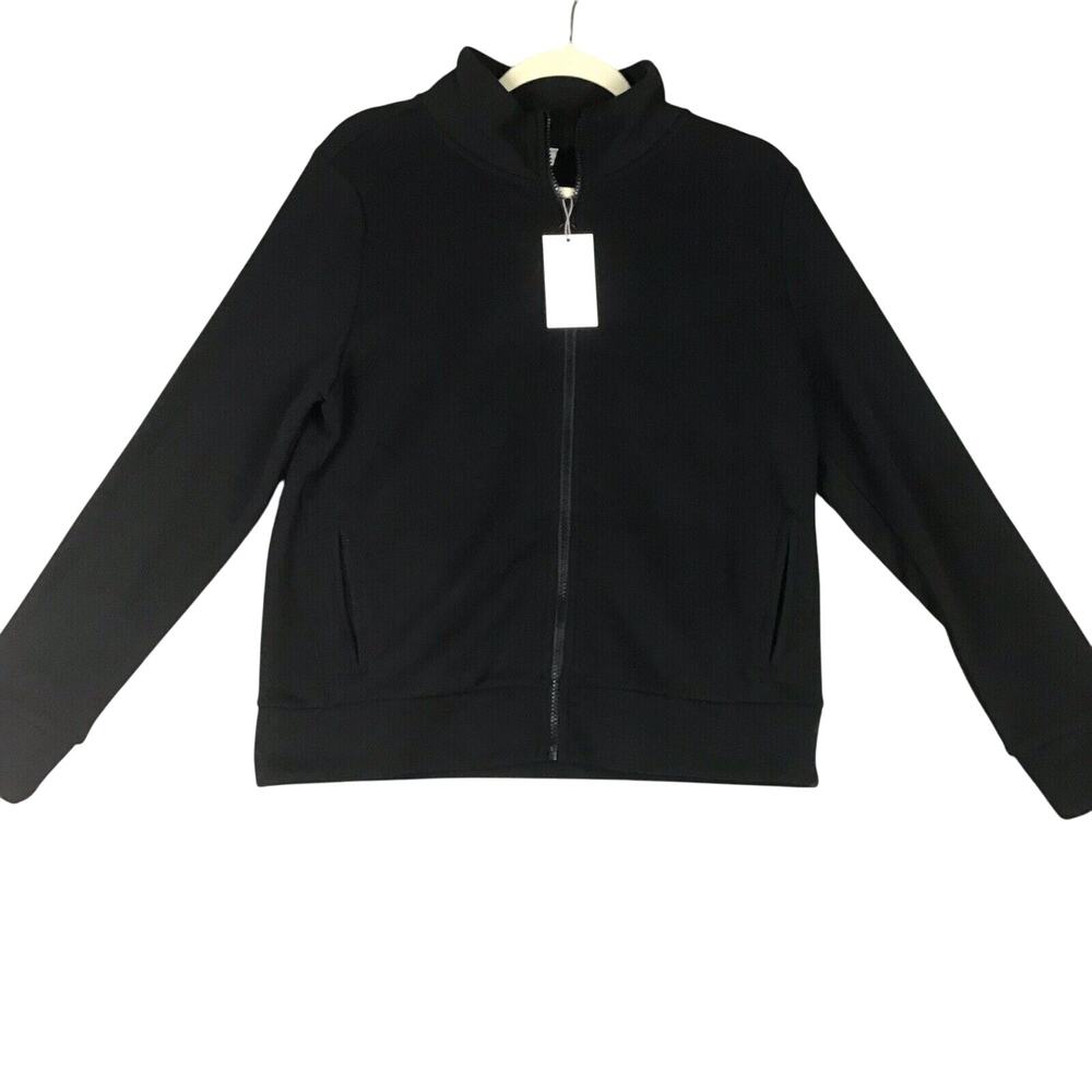 A New Day Womens Large Jacket Black Mock Neck Full Zip Solid Athletic